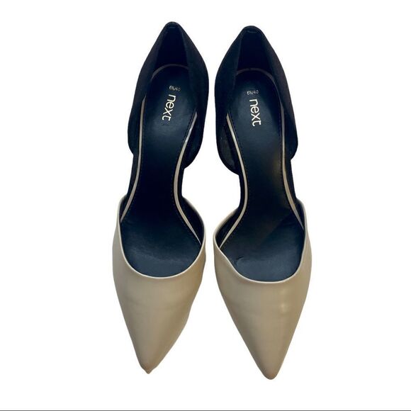 Next Brand Two Toned Pointed Toe Pumps in Taupe & Black Suede. Ladies Sz 6.5 - Picture 3 of 5